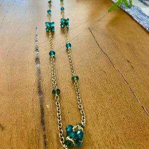 Necklace with Blue & Green beads